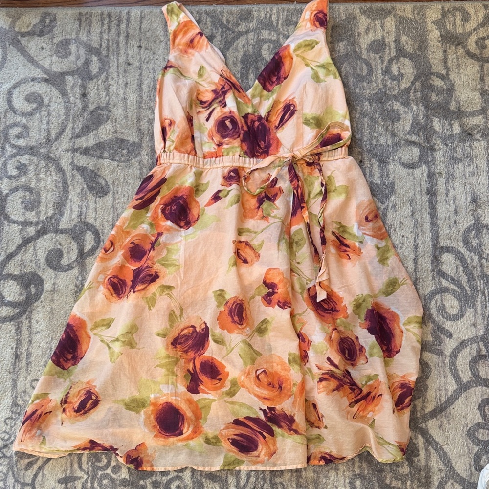 Floral Plunge Dress in Pink and Green